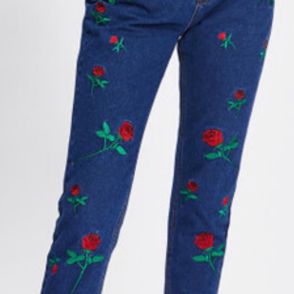 Rose Embroidered Jeans